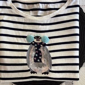 Talbots Women’s Penguin Long Sleeve Tee - Navy and White